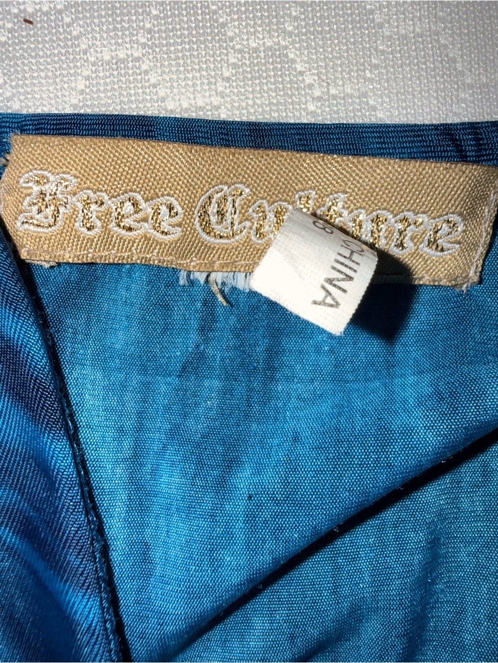 89. Blue Ombre Spaghetti Strap Dress with Brown Trim - Picture 5 of 7